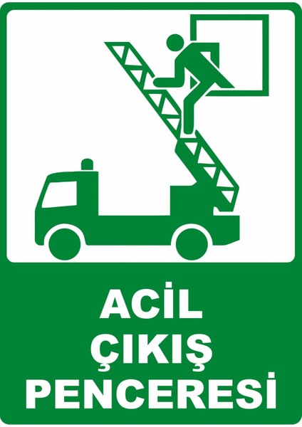 Acil Çıkış Penceresi Dijital Uv Folyo Baskı Uyarı Etiket Yapıştırma Sticker 25X35