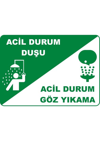 Acil Durum Duşu Dijital Uv Folyo Yapışkan Baskı Uyarı Etiket Yapıştırma Sticker 35X25