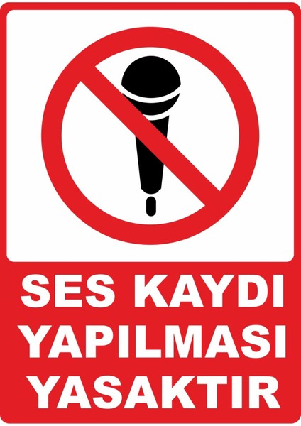 Ses Kaydı Yapılması Yasaktır Dijital Uv Folyo Baskı Uyarı Etiket Yapıştırma Sticker 25X35