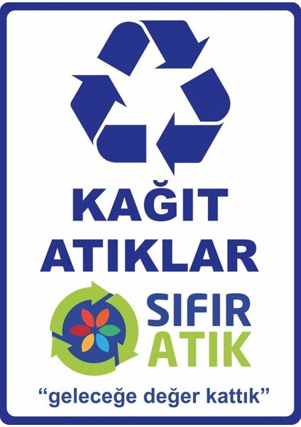 Kağıt Atıklar Sıfır Atık Pvc Plakalı Uyarı Levhası Dekota Dijital Uv Baskı Yapışkanlı 25X35 cm