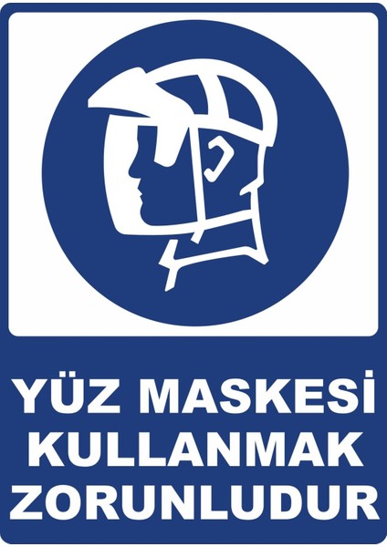 Yüz Maskesi Kullanmak Zorunludur Dijital Uv Folyo Yapışkan Baskıuyarı Etiket Sticker 25X35