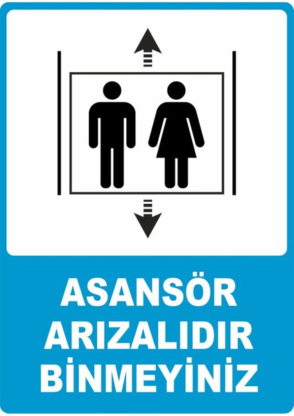 Asansör Arızalıdır Binmeyiniz Dijital Uv Folyo Yapışkan Baskı Uyarı Etiket Yapıştırma Sticker 25X35