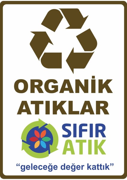 Organik Atıklar Sıfır Atık Dijital Uv Folyo Baskı Yapışkanlı Uyarı Etiket Yapıştırma Sticker 25X35