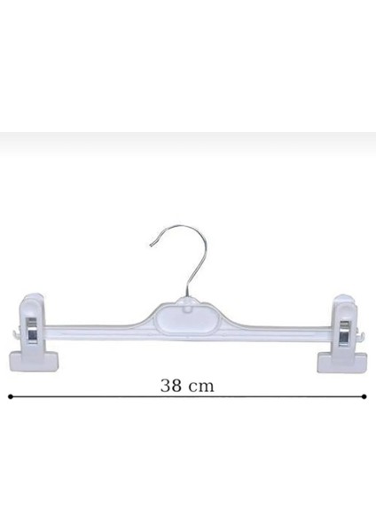 Beyaz Mandallı Pantolon Etek Şort Giyim Askısı 10 Adet 38 cm