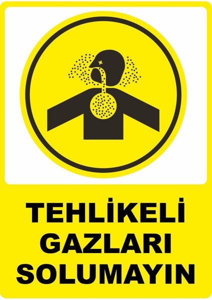 Tehlikeli Gazları Solumayın Dijital Uv Folyo Yapışkan Baskı Uyarı Etiket Sticker 12.5X17.5