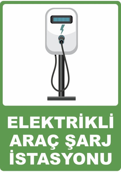 Elektrikli Araç Şarj Istasyonu Dijital Uv Folyo Yapışkan Baskı Uyarı Etiket Sticker 12.5X17.5