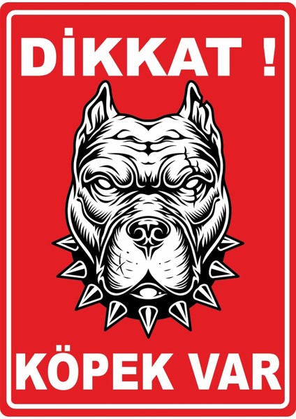 Dikkat Köpek Var Dijital Uv Folyo Baskı Yapışkanlı Uyarı Etiket Yapıştırma Sticker 12.5X17.5 cm