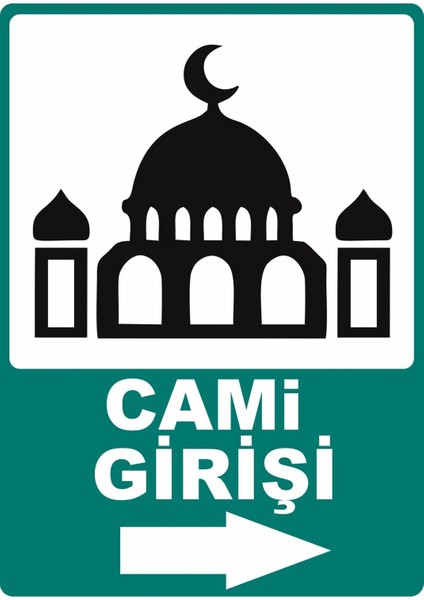 Cami Girişi Pvc Plakalı Uyarı Levhası Dekota Dijital Uv Baskı Yapışkanlı 12.5X17.5 cm