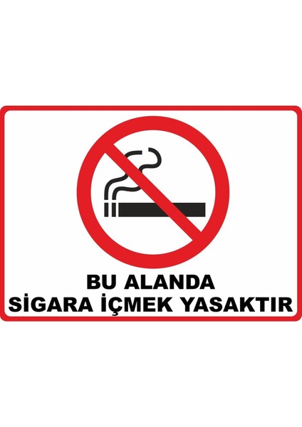 Bu Alanda Sigara Içmek Yasaktır Dijital Uv Folyo Baskı Uyarı Etiket Yapıştırma Sticker 35X25