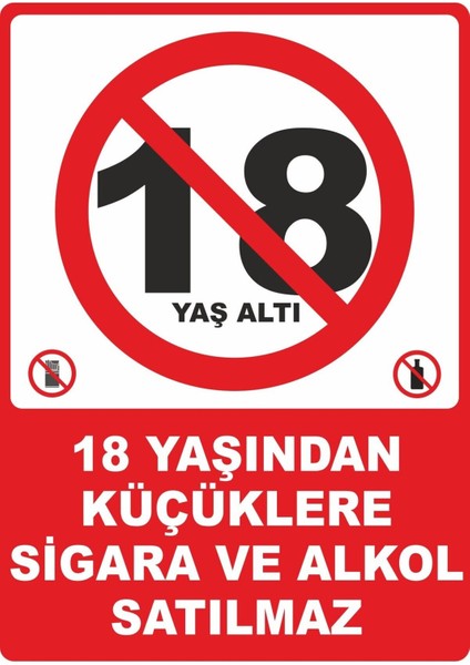 18 Yaşından Küçüklere Satılmaz #2 Dijital Uv Folyo Baskı Uyarı Etiket Yapıştırma Sticker 12.5X17.5