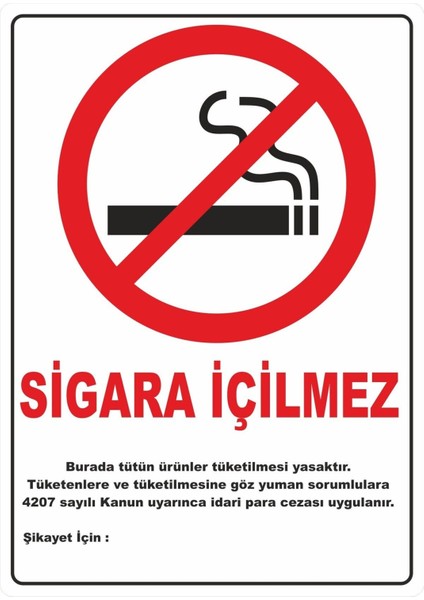 Sigara Içilmez Dijital Pvc Plakalı Uyarı Levhası Dekota Dijital Uv Baskı Yapışkanlı 25X35 cm
