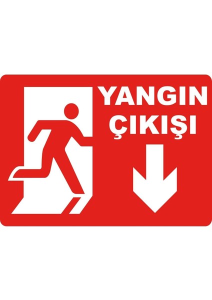 Yangın Çıkışı #4 Pvc Plakalı Uyarı Levhası Dekota Dijital Uv Baskı Yapışkanlı 35X25 cm
