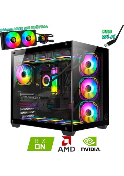 COOL-V15 Ryzen 5 5600 32GB Ddr4 500GB SSD RTX4060TI 8gb Sıvı Soğutmalı Oyuncu Masaüstü Bilgisayarı