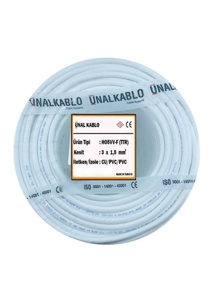 3x1.5 Ttr - 30 Metre Çok Telli Kablo