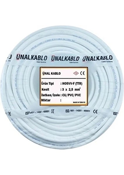 3x2.5 Ttr - 40 Metre Çok Telli Kalın Kablo
