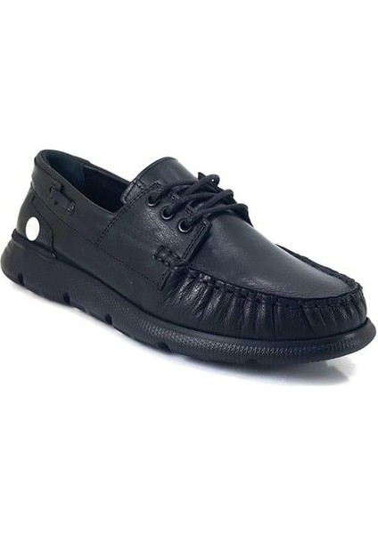 455 Hakiki Deri Günlük Kadın Ayakkabı-Siyah