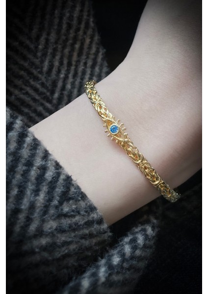 925 Ayar Aqua Taşlı Göz Bilezik