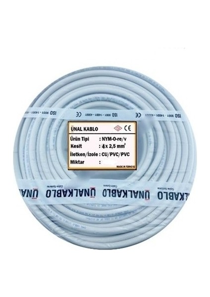4x2.5 Nym - 35 Metre Tek Damar Antigron Kablo