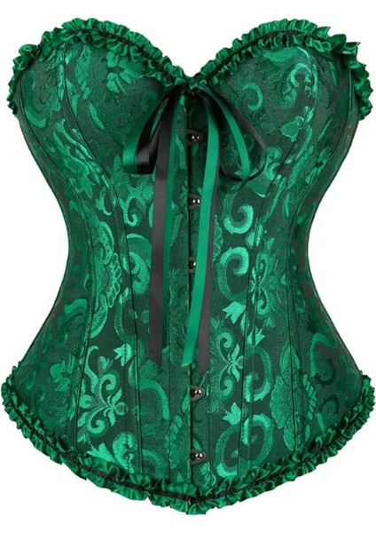 Madame Lucid /mvintage Retro Saten Dark Green Korse Büstiyer  S/m