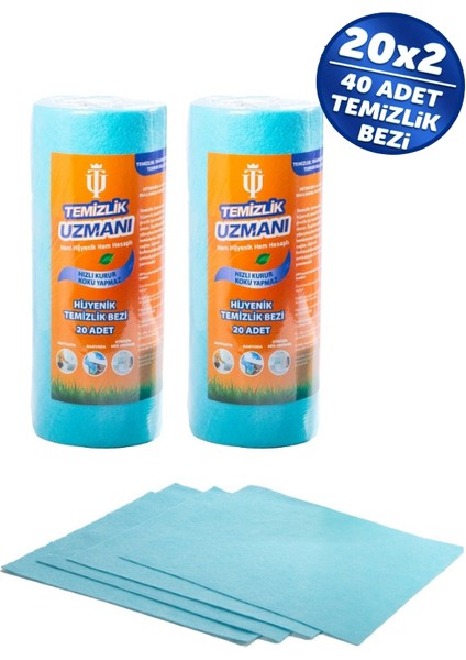 2 Adet 20LI Çabuk Kurur Koku Yapmaz Ekonomik Hijyenik Temizlik Bezi modelleri
