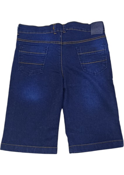 Erkek Çocuk Eskitme Desenli Likralı Koyu Mavi Renk Kot Kapri fiyatları