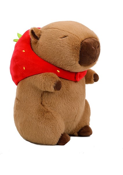 Capybara Capybara Doll Peluş Oyuncak Çilek Şapka Kobay Çocuk Oyuncak Bebek (Yurt Dışından)