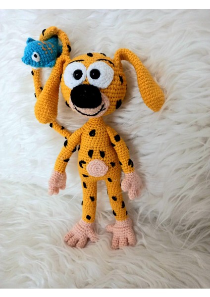 Marsupilami ve Balığı Amigurumi Organik Oyuncak