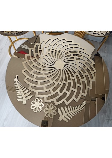 Sehpa Örtü Seti/gold Suni Deri/1 Ad 60CM Orta Sehpa Örtüsü,3 Ad 33CM Zigon Örtüsü/toplam 4 Parça