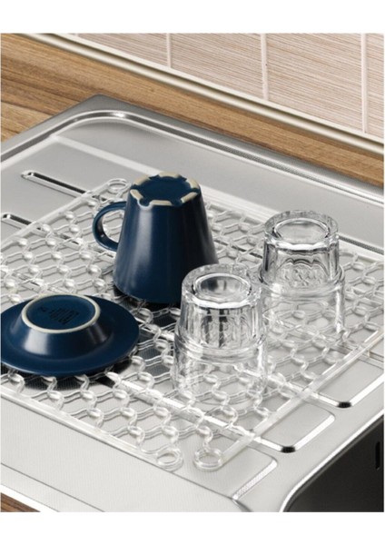 Main Shop Lavabo ve Buzluk Matı Lavabo Halısı 32 cm x 32 cm Şeffaf Mat