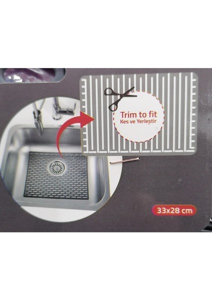 Main Shop Dikdörtgen Silikon Lavabo Buzluk Matı 33X28 cm Antrasit Renk 1 Adet