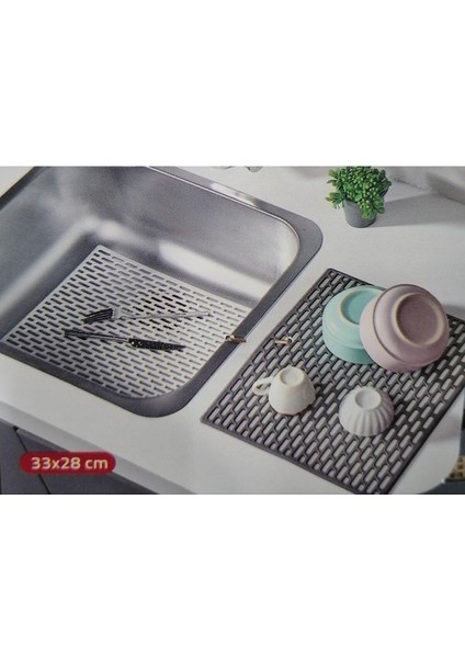 Main Shop Dikdörtgen Silikon Lavabo Buzluk Matı 33X28 cm Antrasit Renk 1 Adet fiyatları