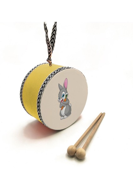 Tavşan Baskılı , Sarı , Gerçek Deri Çocuk Davulu fırsatları