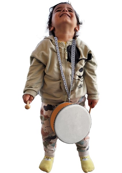 Gerçek Deri | Oyuncak Çocuk Davulu | El Yapımı Hediyelik(1-5 Yaş) (Turuncu) modelleri