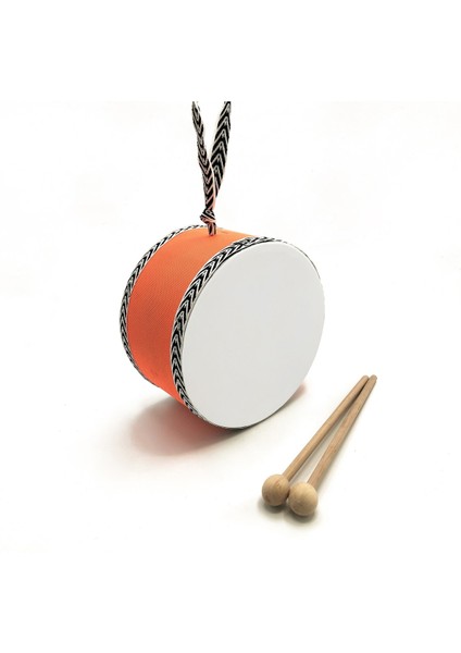 Gerçek Deri | Oyuncak Çocuk Davulu | El Yapımı Hediyelik(1-5 Yaş) (Turuncu) fırsatları