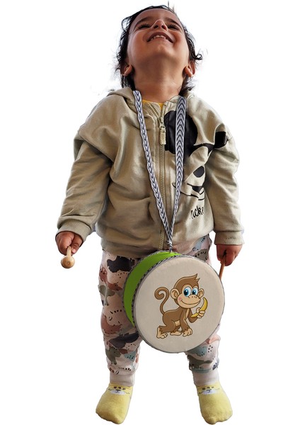 Maymun Baskılı , Yesil , Gerçek Deri Çocuk Davulu modelleri