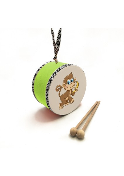 Maymun Baskılı , Yesil , Gerçek Deri Çocuk Davulu fırsatları