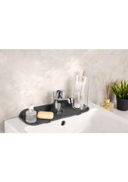 Main Shop Su Tutucu Musluk Mat Lavabo Için Silikon Esnek Musluk Tutucu Raf Mutfak Tezgahı Koruma