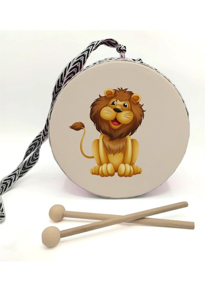 Aslan Baskılı , Turuncu , Gerçek Deri Çocuk Davulu modelleri