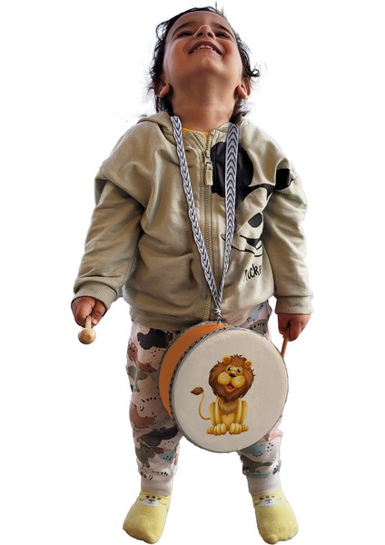 Aslan Baskılı , Turuncu , Gerçek Deri Çocuk Davulu fırsatları