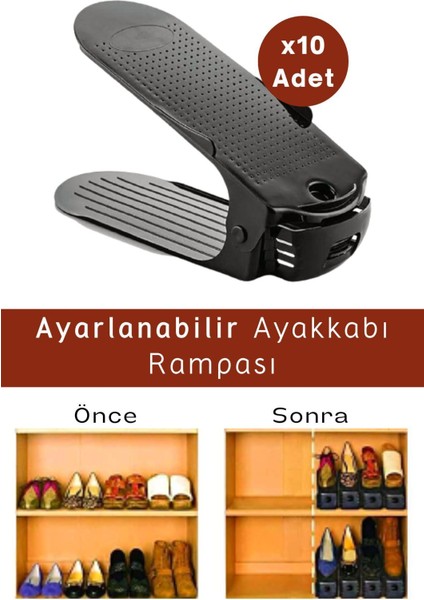 NY Home Ayarlanabilir Ayakkabı Rampası 10 Adet