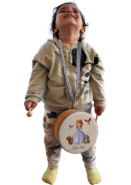 Isimli_prenses-Sofia Baskılı , Turuncu , Gerçek Deri Çocuk Davulu modelleri