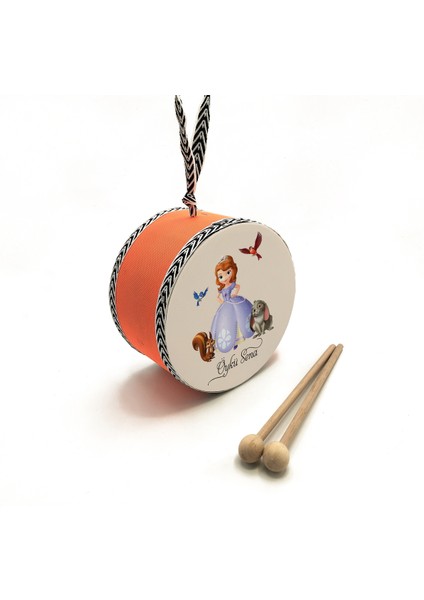 Isimli_prenses-Sofia Baskılı , Turuncu , Gerçek Deri Çocuk Davulu fırsatları