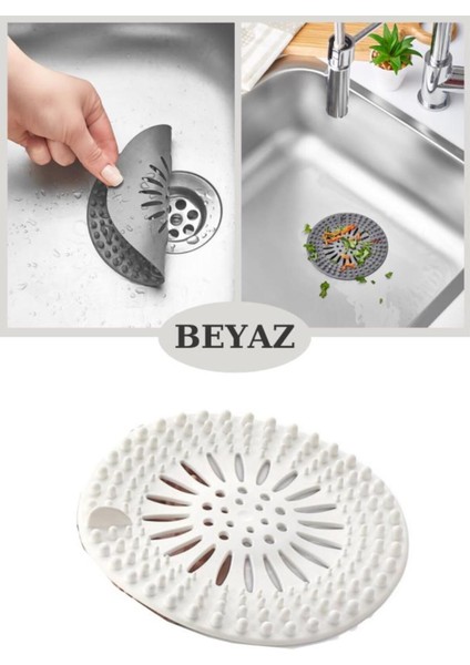 Main Shop Süzgeçli Lavabo Banyo Küvet Tıkacı, Yuvarlak Evye Küvet Banyo Gider Kapağı Beyaz Renk