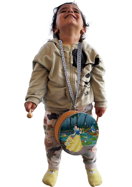 Pamuk_prenses Baskılı , Turuncu , Gerçek Deri Çocuk Davulu modelleri