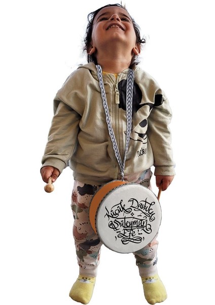 Hat Yazılı , Turuncu , Gerçek Deri Çocuk Davulu modelleri