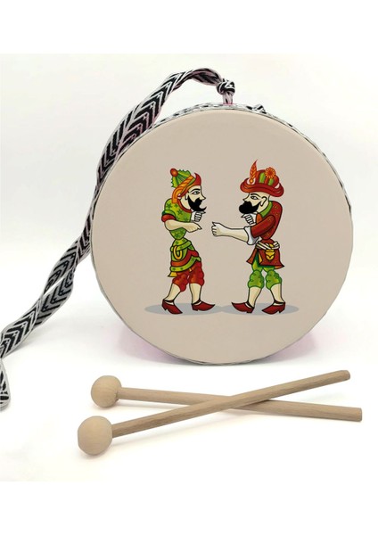 Isimli_karagöz Hacivat Baskılı, Gerçek Deri Oyuncak Çocuk Davulu, Turuncu fiyatları