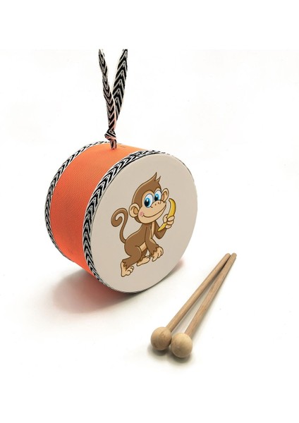 Maymun Baskılı , Turuncu , Gerçek Deri Çocuk Davulu fırsatları