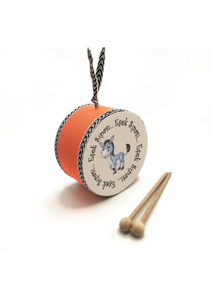 Eşek_sıpası_yazılı , Turuncu , Gerçek Deri Çocuk Davulu fırsatları