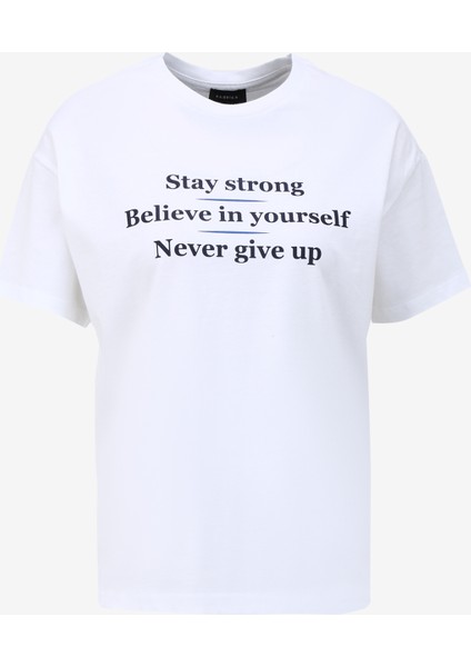 Beyaz Kadın Bisiklet Yaka Basic T-Shirt F4SL-TST0752
