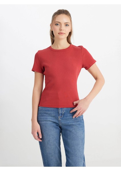 Bisiklet Yaka Açık Pembe Kadın T-Shirt W241600821-BISIKLET Yaka T-Shirt fırsatları